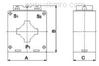 BH-0.66/30I,BH-0.66/40I,BH-0.66/50I,BH-0.66/60I,BH-0.66/80I,BH-0.66/100I,BH-0.66/120I型户内,全封闭,塑壳式电流互感器外型尺寸图